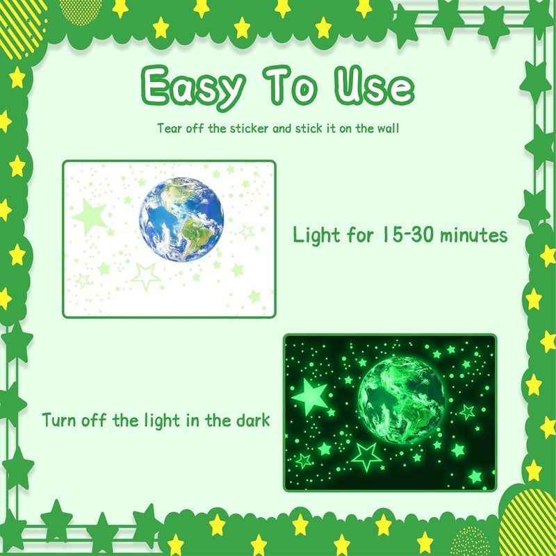 Robmoda 965 PCS Glow in The Dark Stars and Earth for Ceiling, Luminous Stars and Planet Wall Decals, Kids Room Decor, Glowing Galaxy Wall Stickers for Nursery Decorations (Green) - Image 4